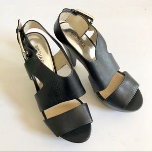 Michael Kors Carla Leather Platform Heel Sandals